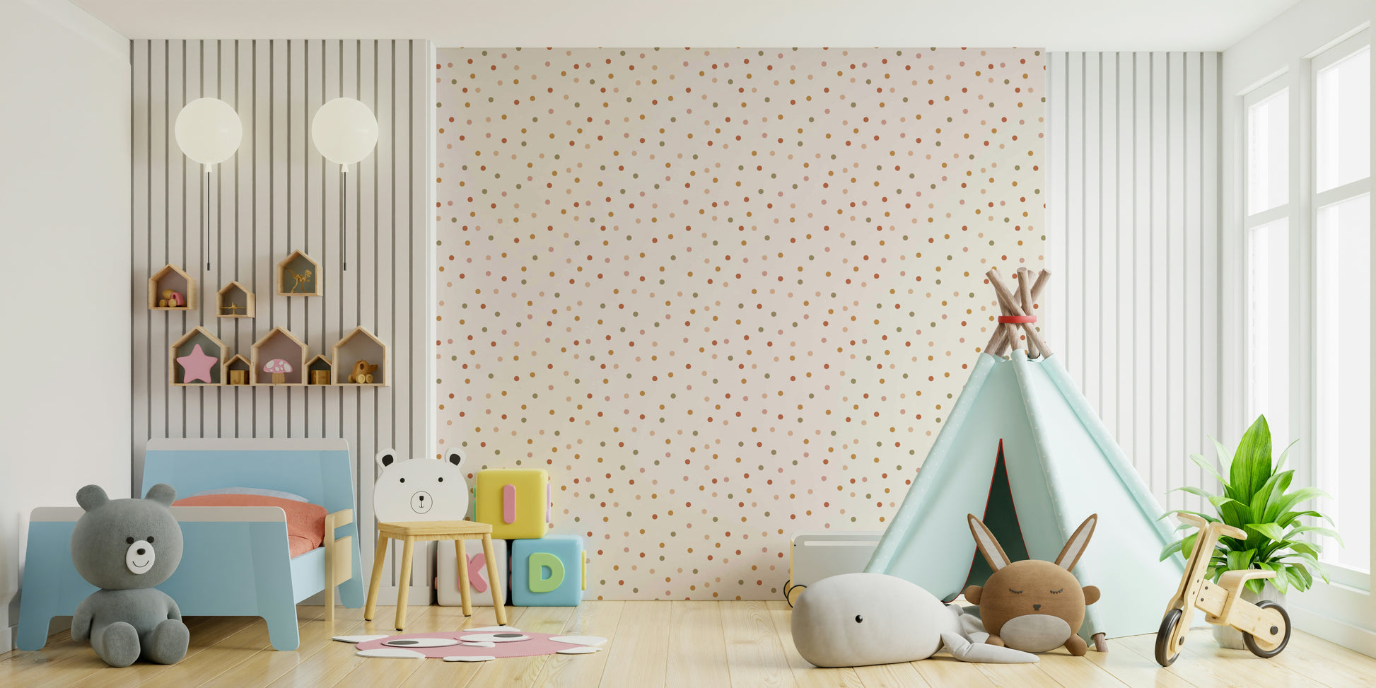 Stylish bohemian wallpaper with woodland elements

