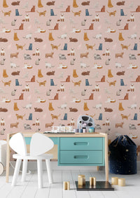 Cool Cats in Pink Wallpaper⁠