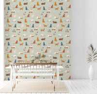 Cool Cats in Sage Green Wallpaper⁠