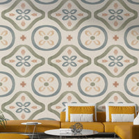 Wall mural showing a quiet art scene


