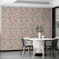 Living room with coral plant wallpaper design

