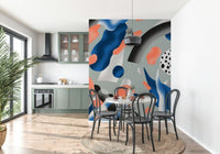 Dreamy Coral and Indigo Wall Mural – Decorative mural blending soft coral and rich indigo hues for a serene ambiance.