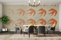 A beautiful modern art wall mural of delicate birds.

