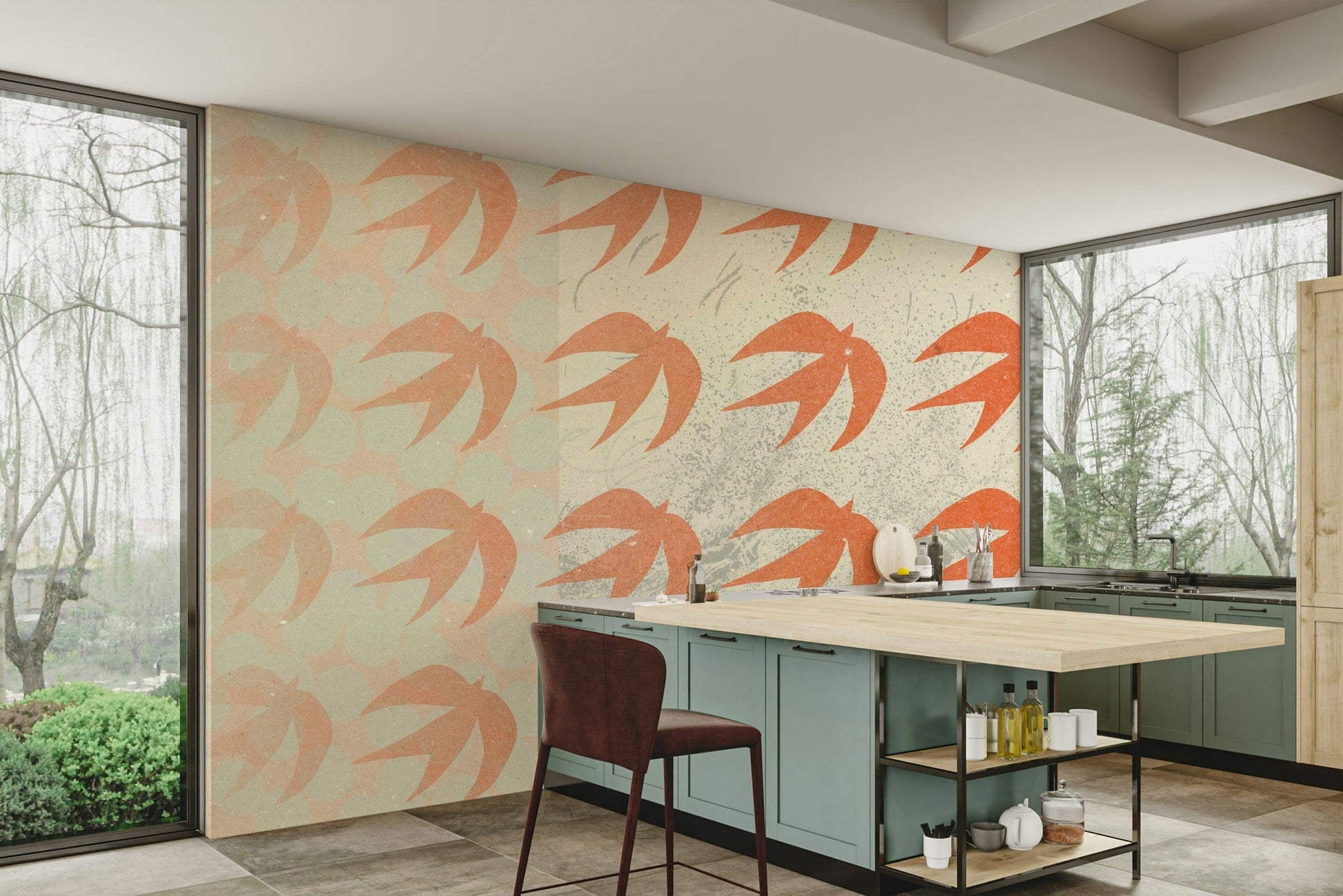 A serene flying bird wall mural for your decor.

