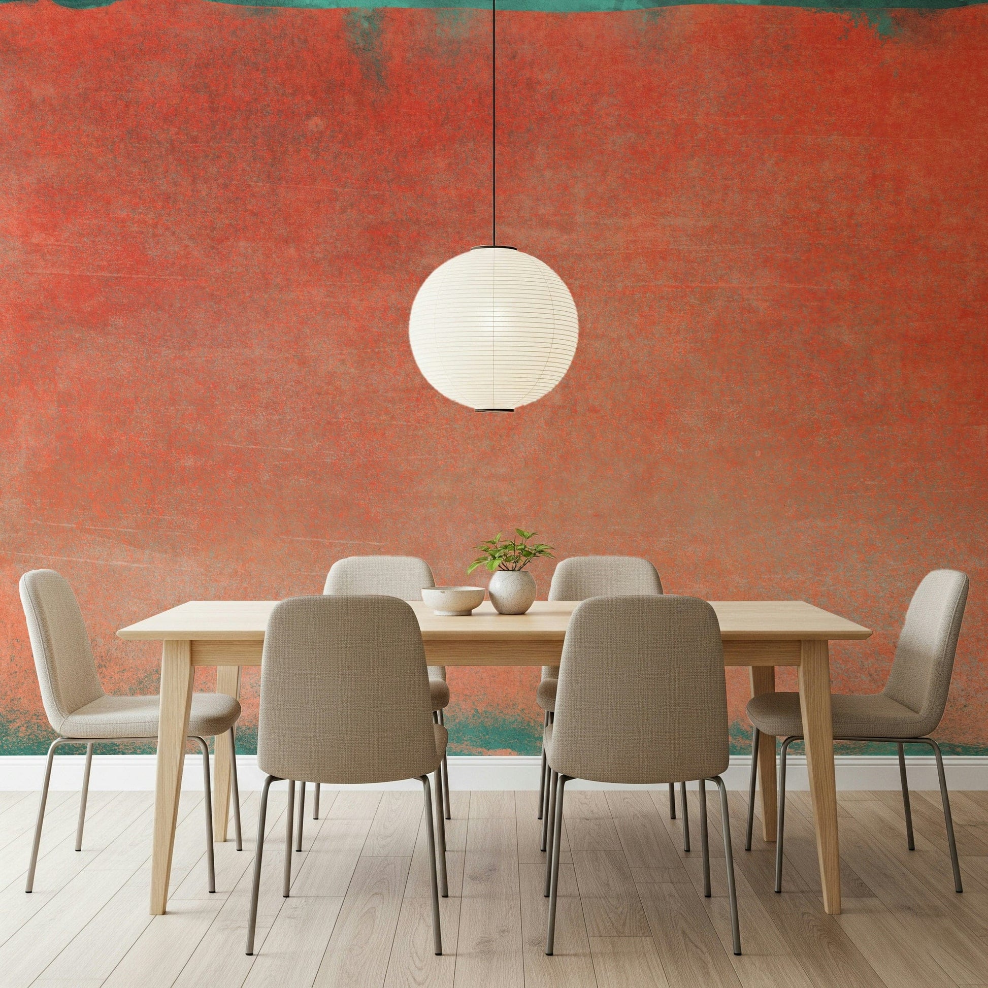 A calming modern design wallpaper mural that defines a space.