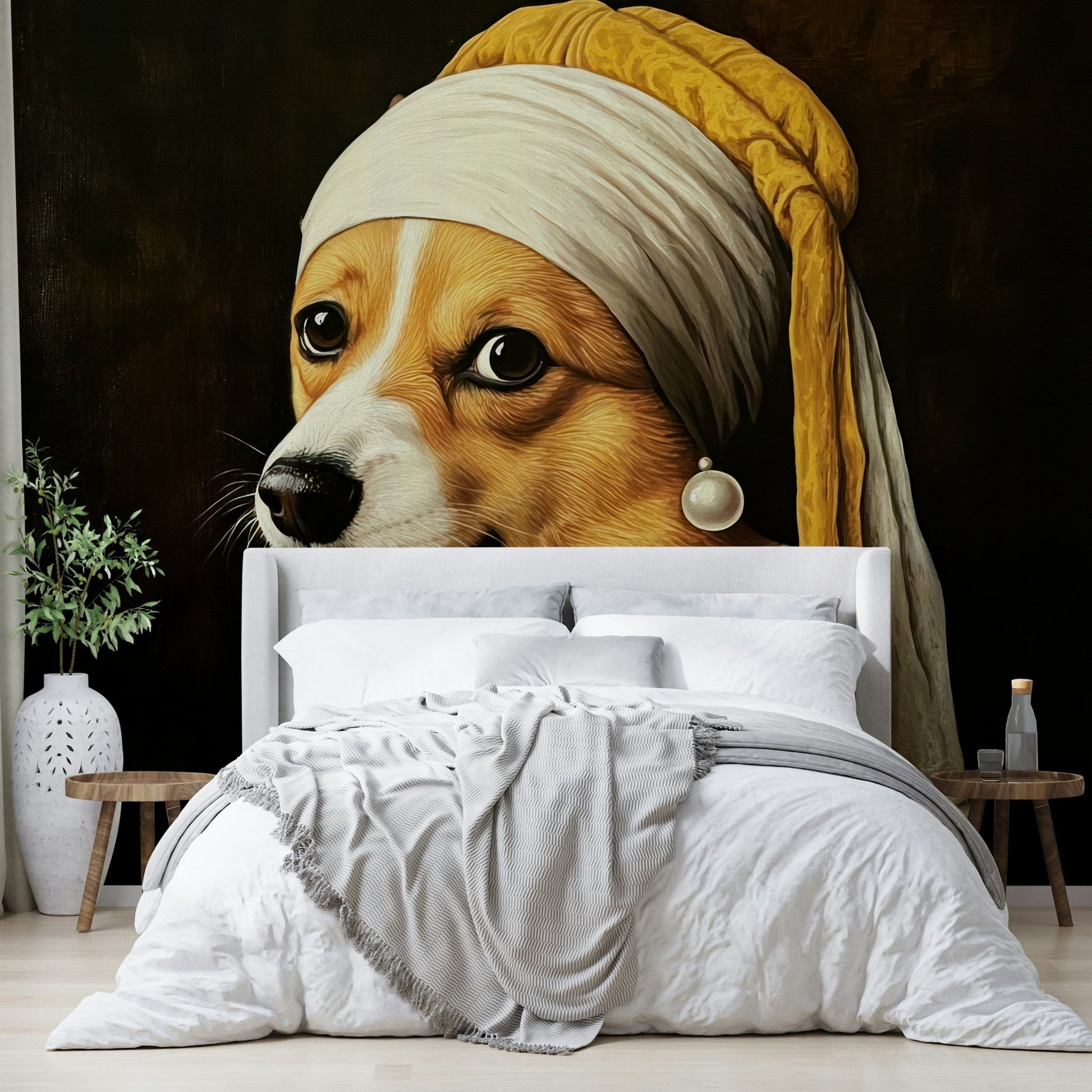 corgi with a pearl earring

