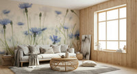 A classic floral wallpaper for walls with a meadow theme.

