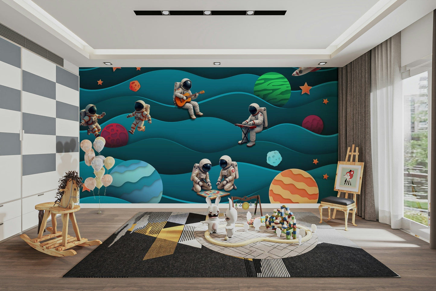 The image is suitable for a kids room or a playroom.

