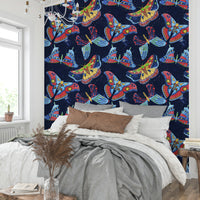 Soft-toned wallpaper with fantasy moth pattern

