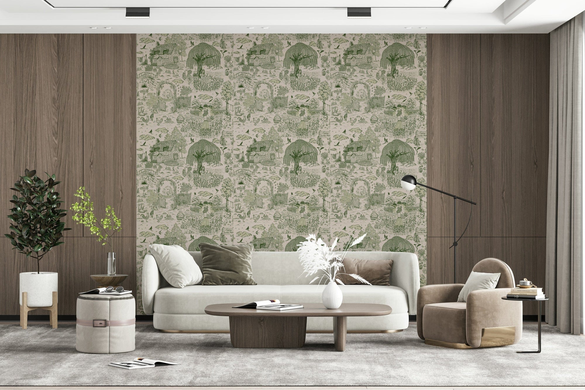 Cottagecore Dreams Wallpaper featuring whimsical cottages, flowers, and soft pastel landscapes.