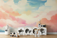Cotton candy sky mural for a dreamy, tranquil atmosphere

