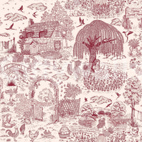 Homely Toile wallpaper, sweet Country Charm illustration.