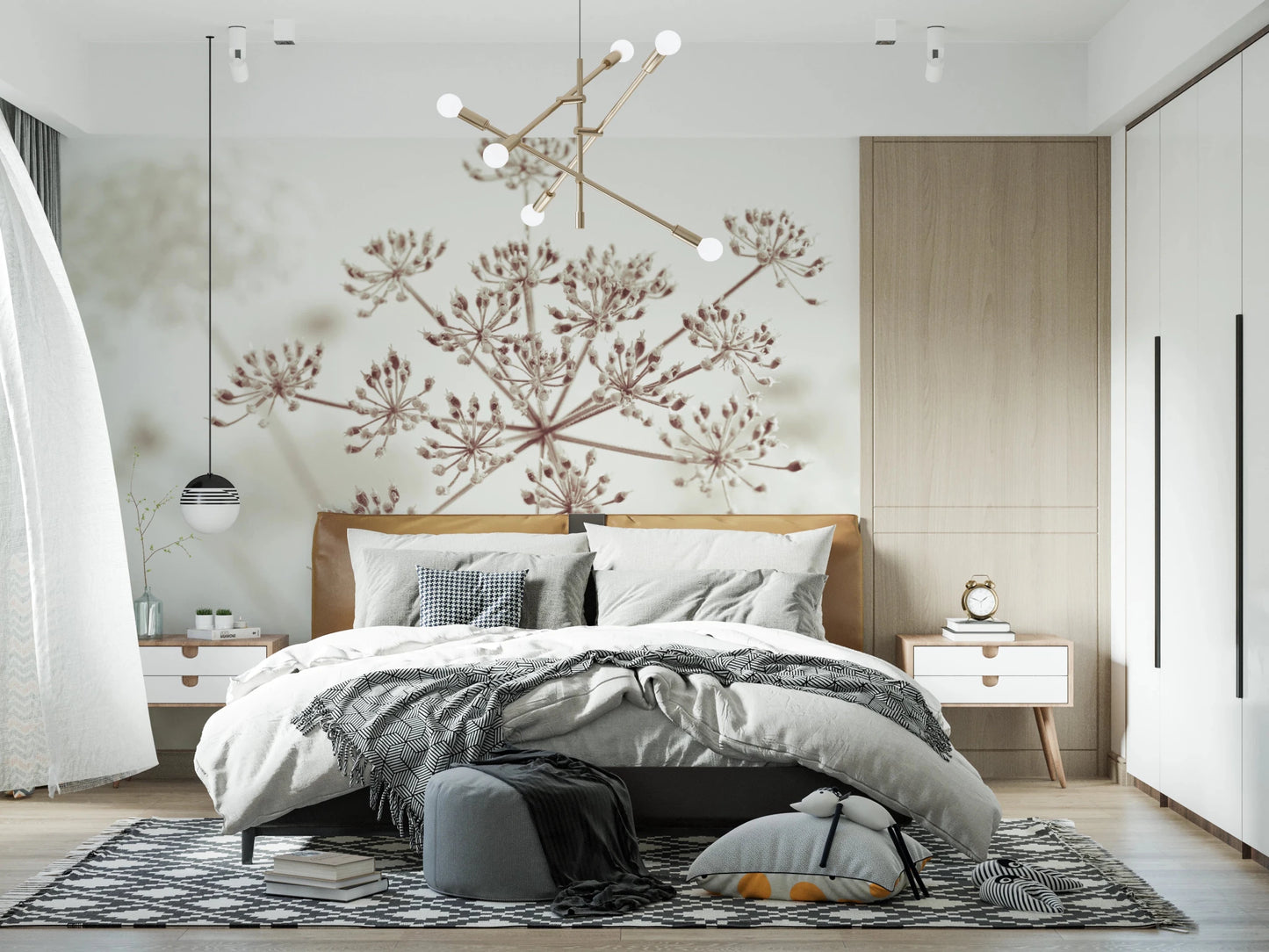 Cow Parsley Sepia Wall Mural