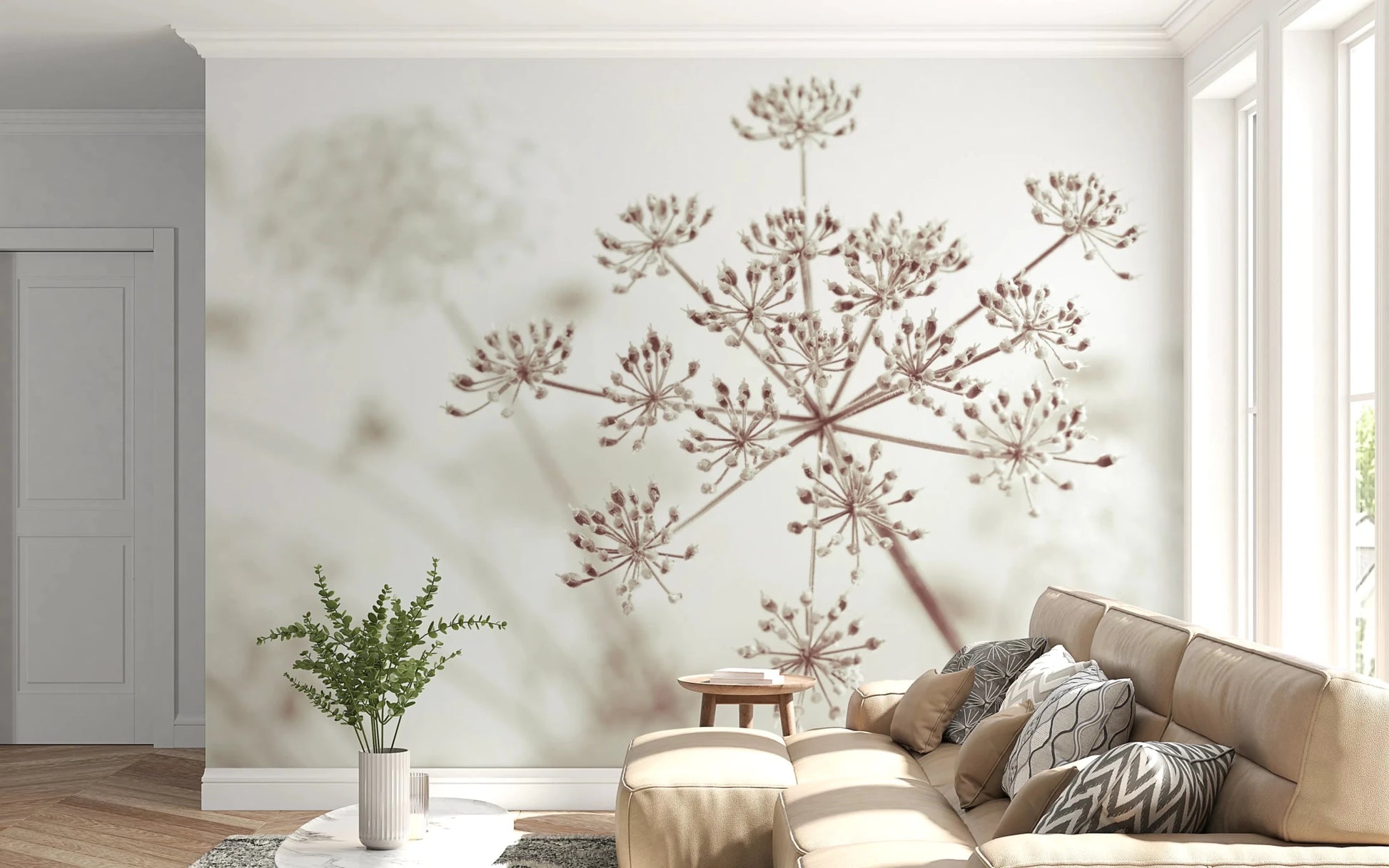 Cow Parsley Sepia Wall Mural