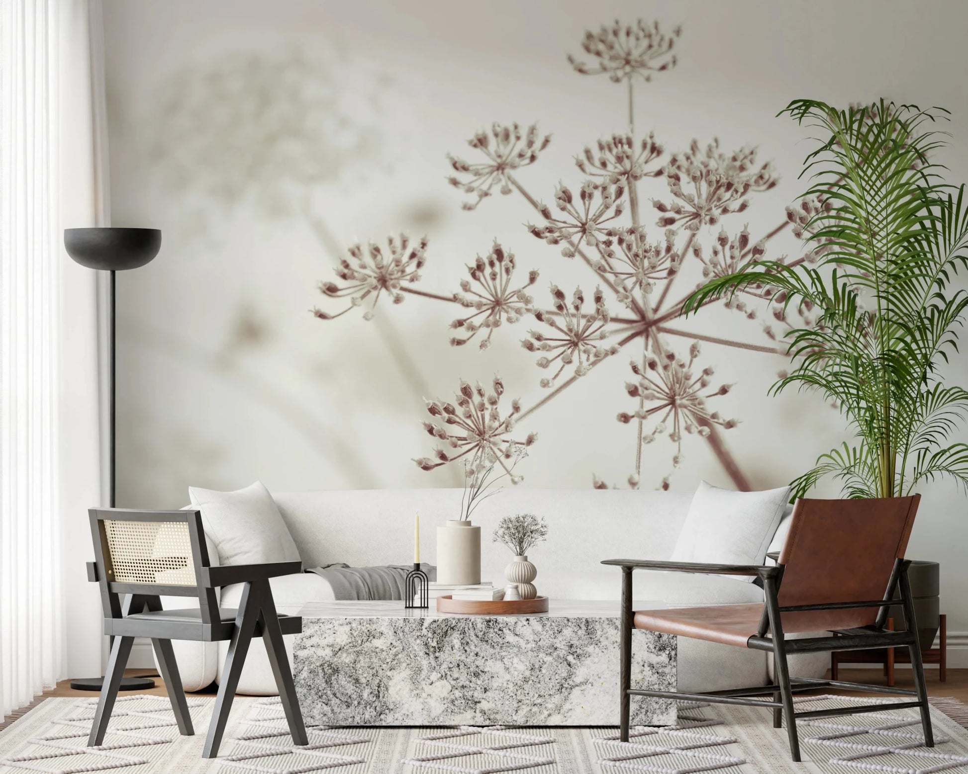 Cow Parsley Sepia Wall Mural