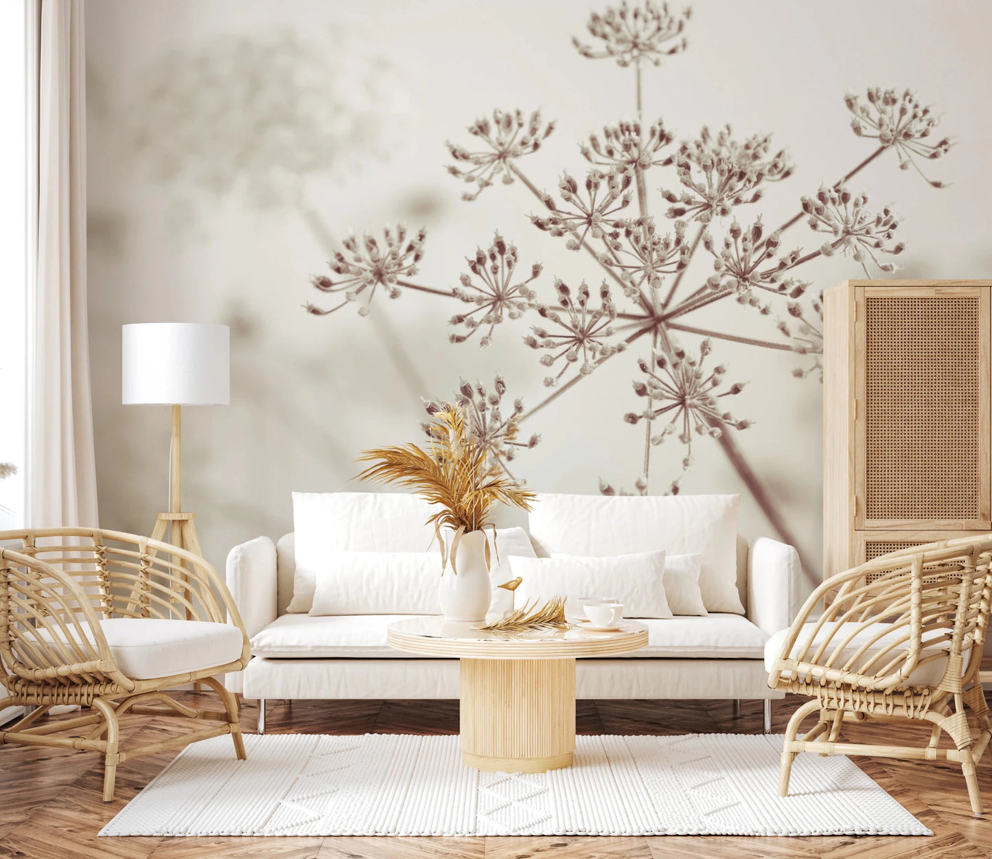 Cow Parsley Sepia Wall Mural