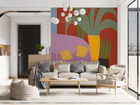Cozy Cat Life Living Room Striped Wall Mural