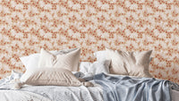 Cozy cream foliage wallpaper mural for warm interiors

