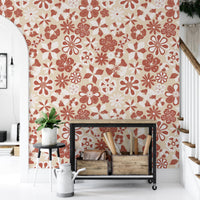 Artistic floral mural featuring hidden face motifs in flowers

