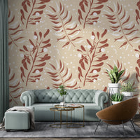 Elegant cream palm mural for coastal bedrooms

