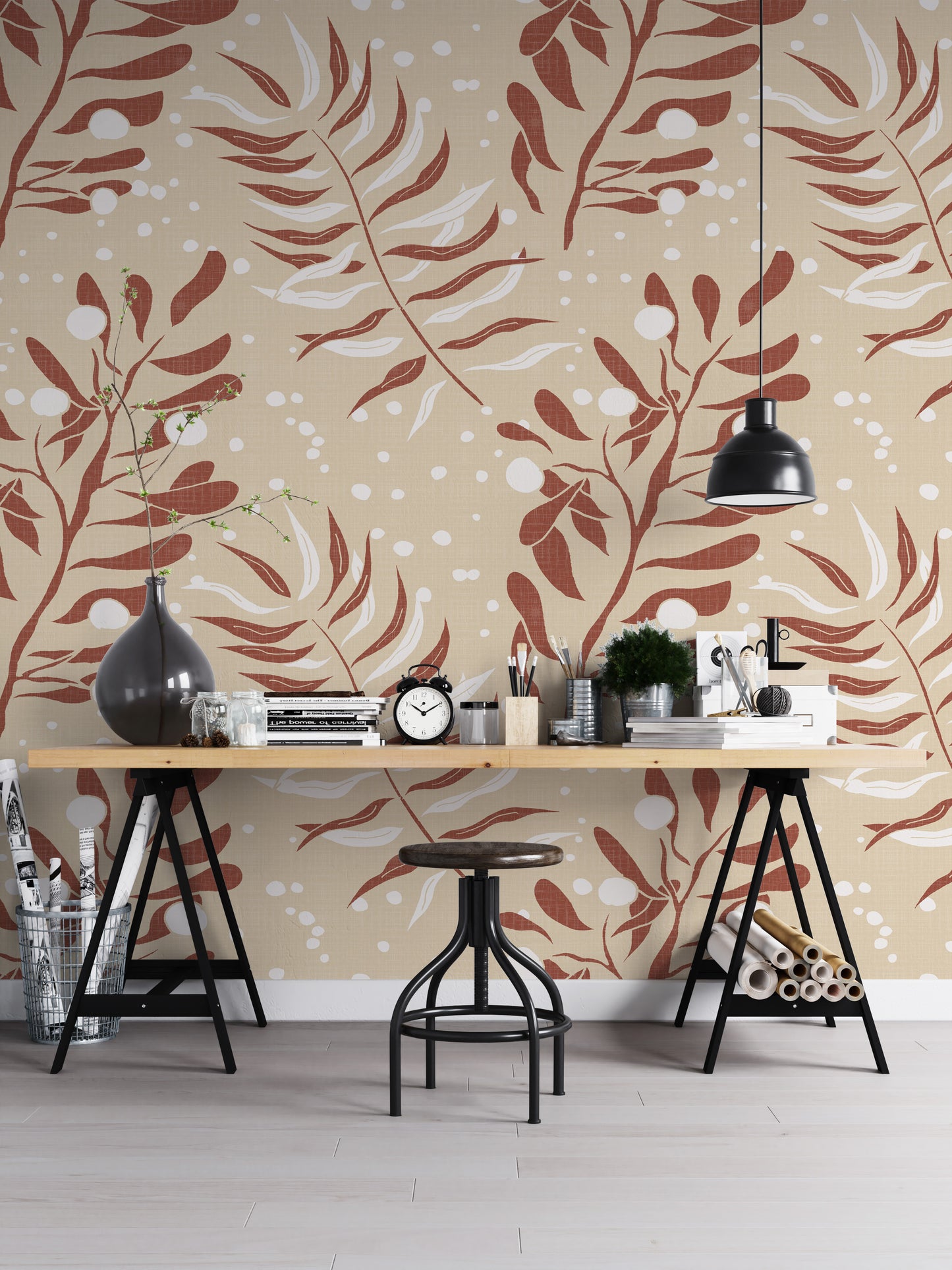 Cozy Cream Palm Leaves