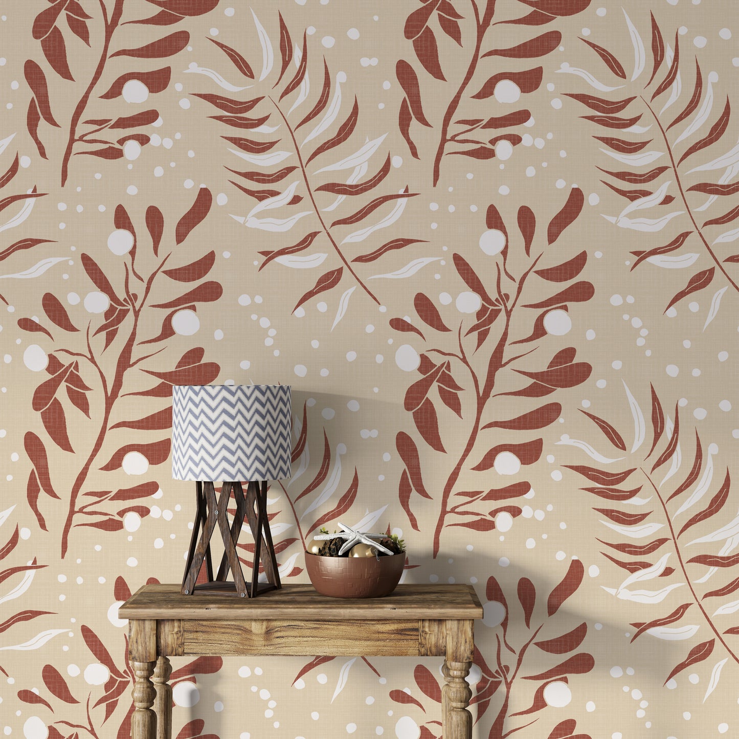 Cozy Cream Palm Leaves