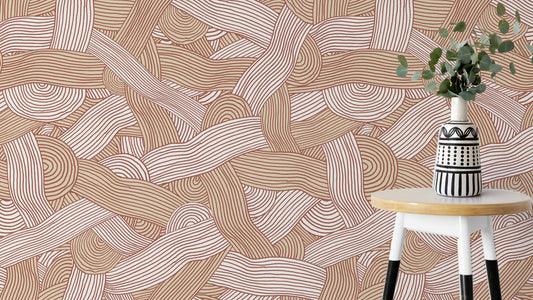 Cozy cream abstract stripes wallpaper for modern homes

