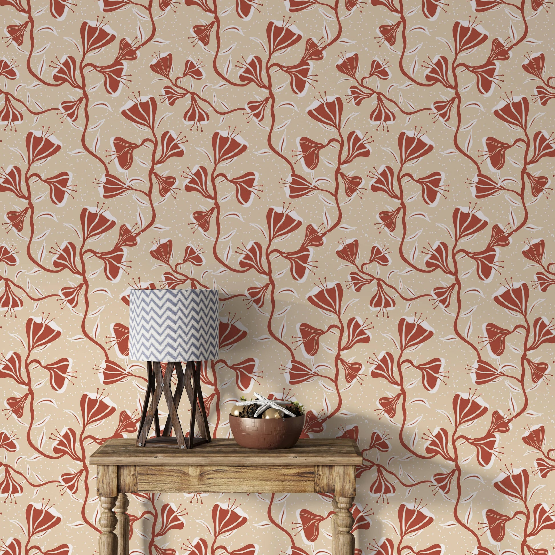 Cream vine wallpaper for classic and cozy décor

