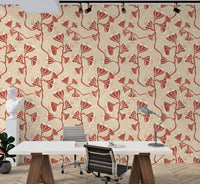 Soft cream floral mural for bedrooms and nurseries

