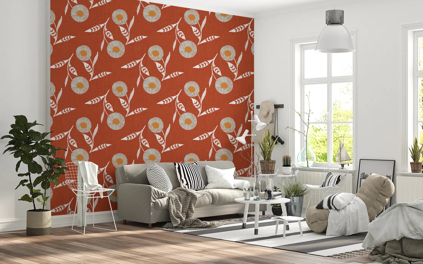 Cozy Scandi Flower Burnt Terracotta - Craft Botanical Wallpaper⁠