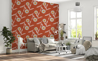 Cozy Scandi Flower Burnt Terracotta - Craft Botanical Wallpaper⁠