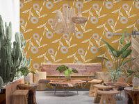 Cozy Scandi Flower Honey Mustard - Craft Botanical Wallpaper⁠
