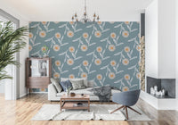 Cozy Scandi Flower Nordic Blue Grey - Craft Botanical Wallpaper⁠