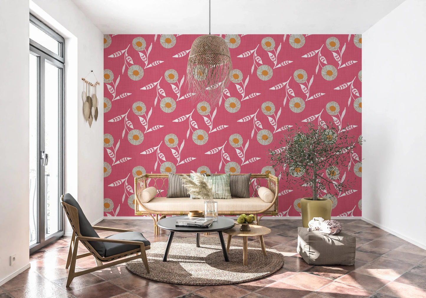 Cozy Scandi Flower Rose Clay - Craft Botanical Wallpaper⁠