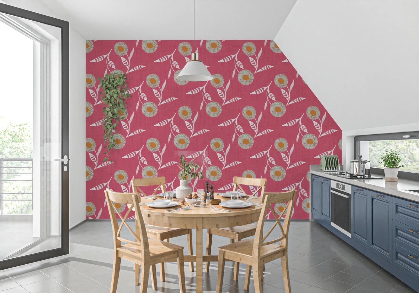 Cozy Scandi Flower Rose Clay - Craft Botanical Wallpaper⁠