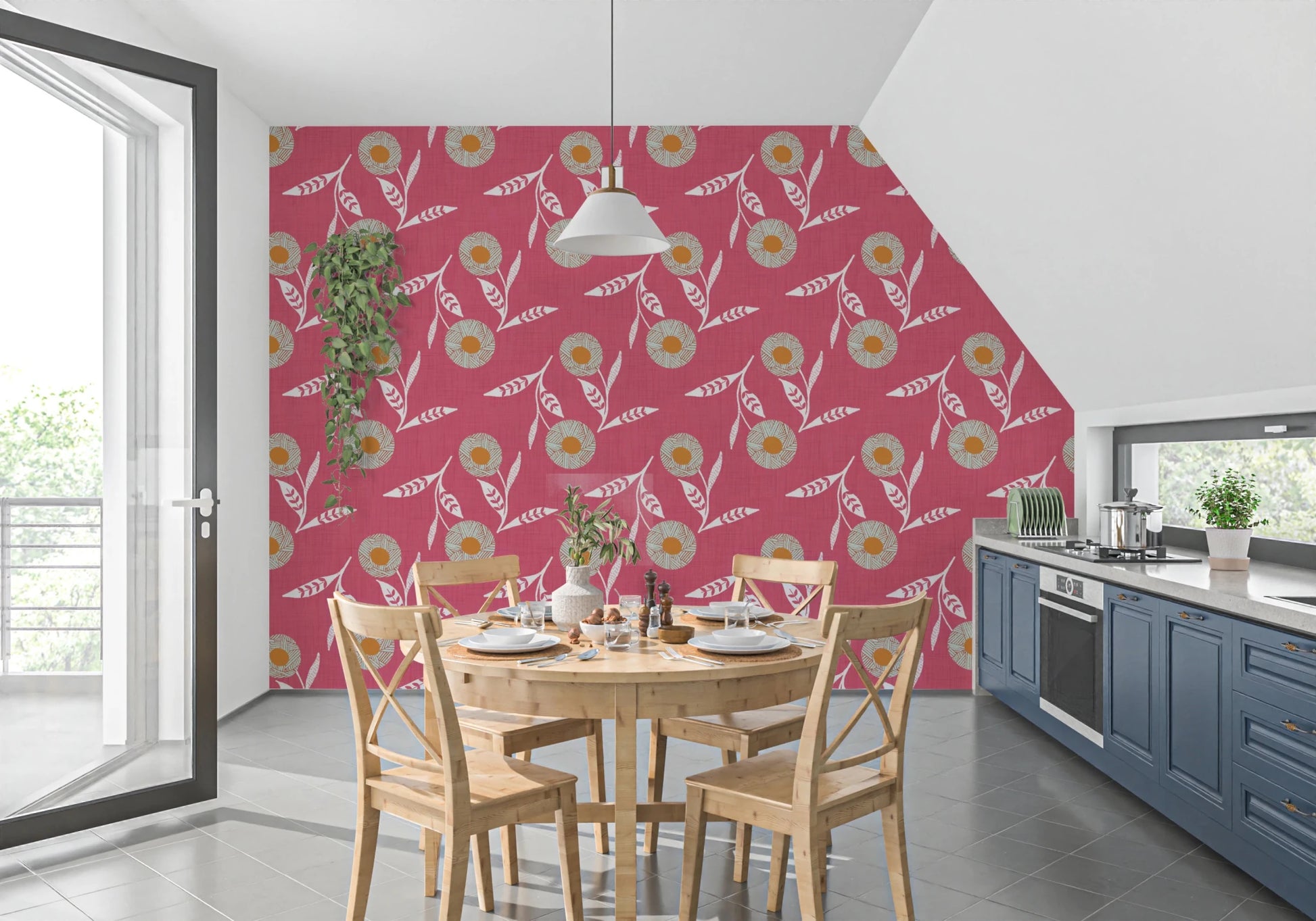 Cozy Scandi Flower Rose Clay - Craft Botanical Wallpaper⁠