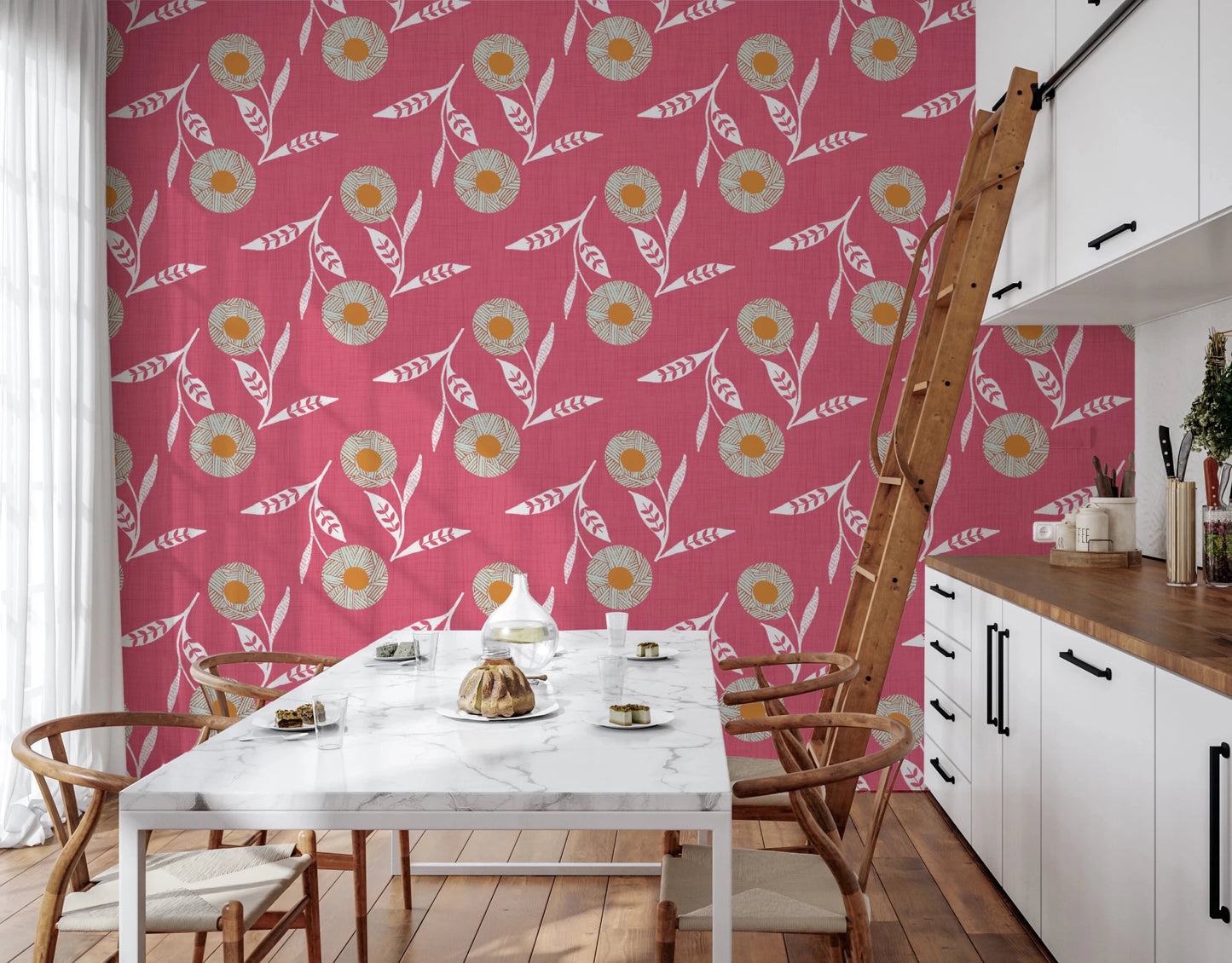 Cozy Scandi Flower Rose Clay - Craft Botanical Wallpaper⁠