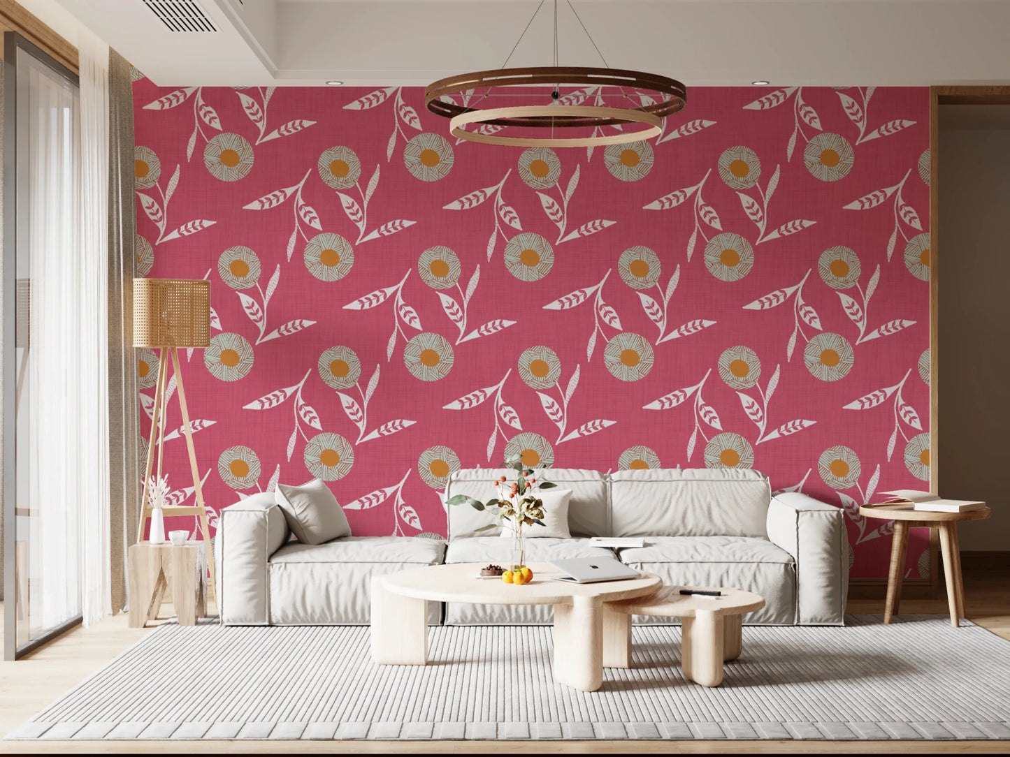 Cozy Scandi Flower Rose Clay - Craft Botanical Wallpaper⁠