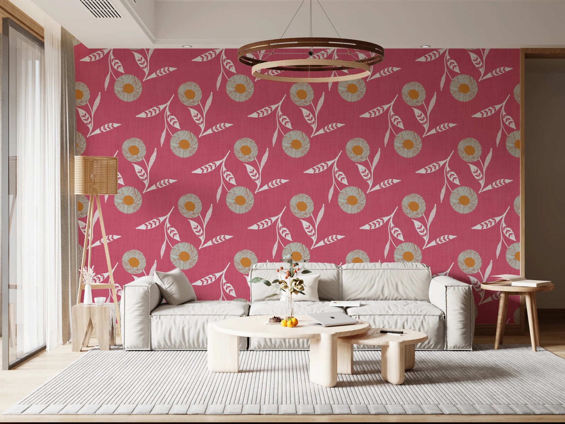 Cozy Scandi Flower Rose Clay - Craft Botanical Wallpaper⁠