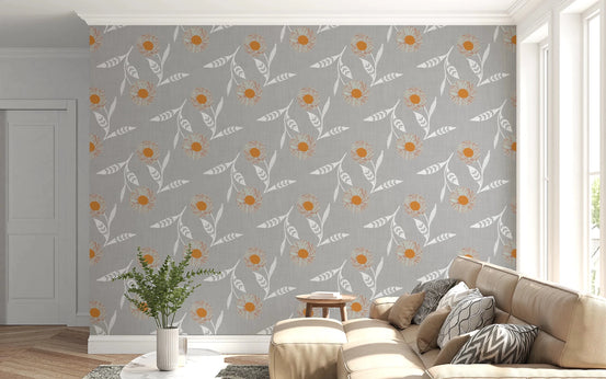 Cozy Scandi Flower Warm Linen - Craft Botanical Wallpaper⁠