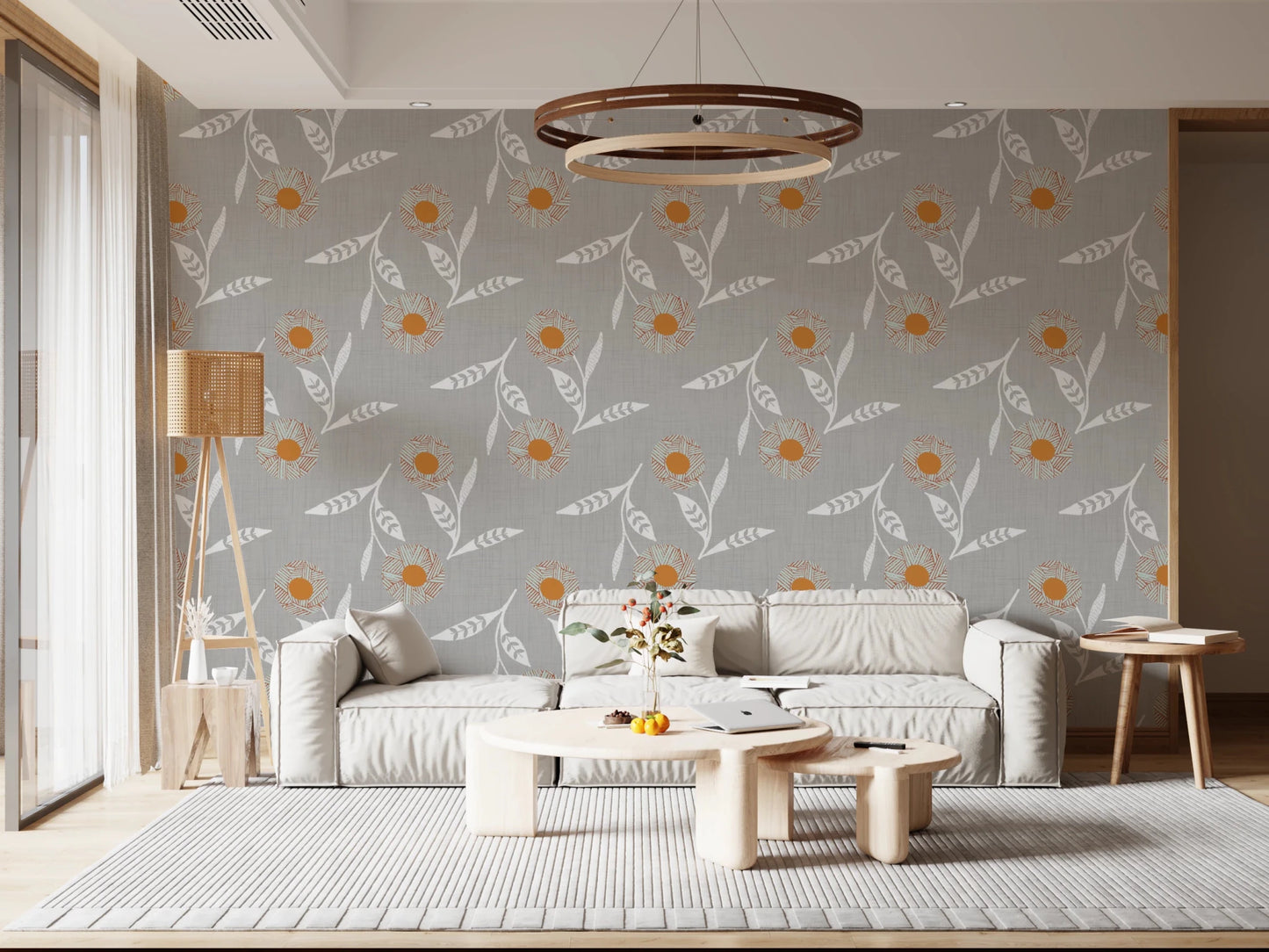 Cozy Scandi Flower Warm Linen - Craft Botanical Wallpaper⁠