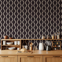 Cozy Scandi Folk Charcoal Warm Linen - Craft Stripe Wallpaper⁠