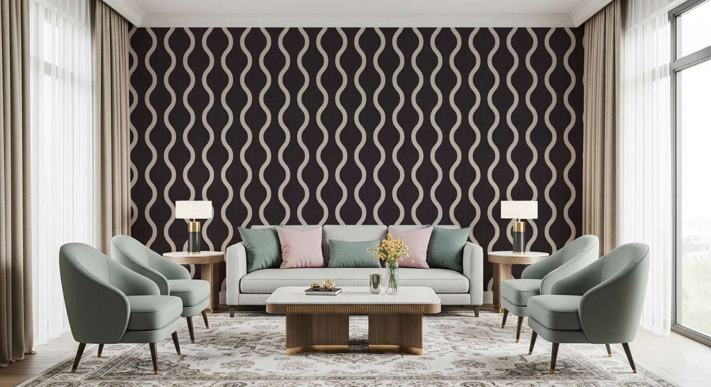 Cozy Scandi Folk Charcoal Warm Linen - Craft Stripe Wallpaper⁠