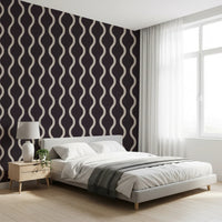 Cozy Scandi Folk Charcoal Warm Linen - Craft Stripe Wallpaper⁠