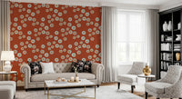 Cozy Scandi Folk Dot Floral Burnt Terracotta - Craft Circle Wallpaper⁠