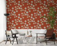 Cozy Scandi Folk Dot Floral Burnt Terracotta - Craft Circle Wallpaper⁠
