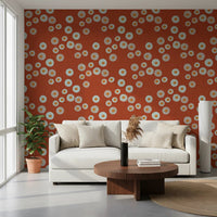Cozy Scandi Folk Dot Floral Burnt Terracotta - Craft Circle Wallpaper⁠