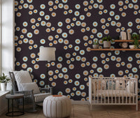 Cozy Scandi Folk Dot Floral Charcoal - Craft Circle Wallpaper⁠