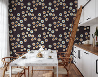 Cozy Scandi Folk Dot Floral Charcoal - Craft Circle Wallpaper⁠