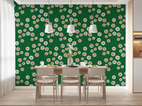 Cozy Scandi Folk Dot Floral Forest Green - Craft Circle Wallpaper⁠